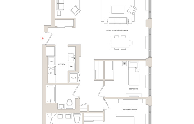 2 beds, 2 baths, 1,240 sqft, $7,648, Unit 5A