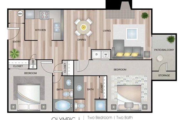 2 beds, 2 baths, 949 sqft, $1,940
