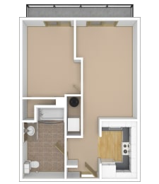1 bed, 1 bath, 722 sqft, $2,157