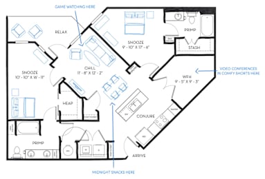 2 beds, 2 baths, 1,240 sqft, $2,407