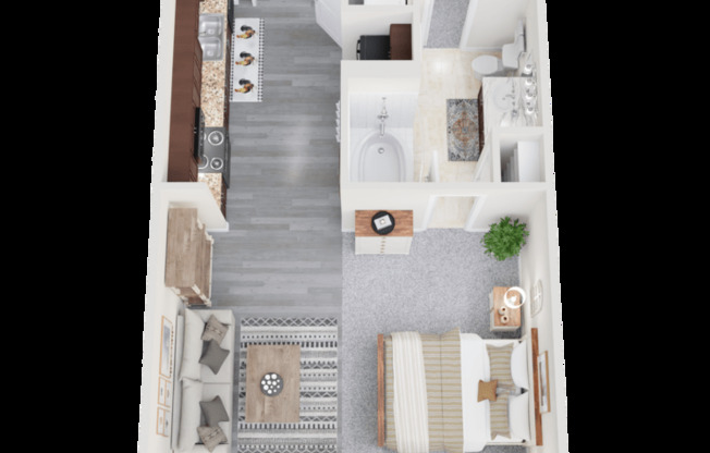 Studio, 1 bath, 493 sqft, $1,050