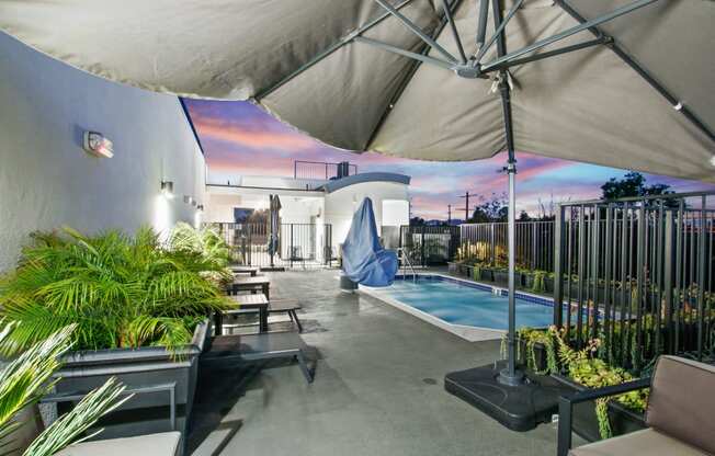 Gorgeous rooftop pool/spa with lounge area