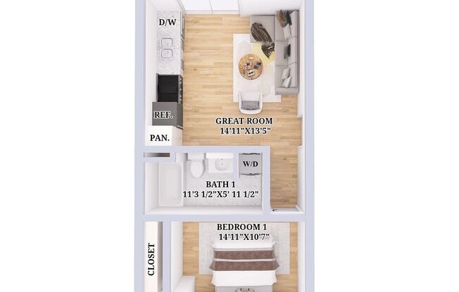 1 bed, 1 bath, $2,300, Unit 1679