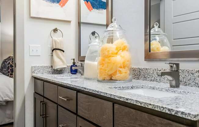 Dual Vanities with Granite Countertops