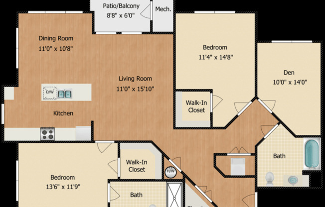 2 beds, 2 baths, 1,403 sqft, $2,898