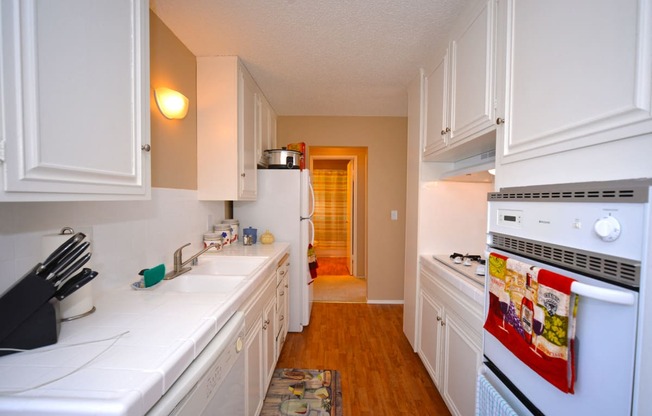 Ocean View Townhomes one bedroom one bathroom galley style kitchen view