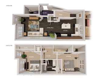 The Canterbury | 2 BR | Townhome | Floor Plan | Three Sixty Real Estate