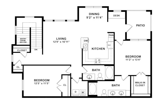 2 beds, 2 baths, 1,304 sqft, $1,479