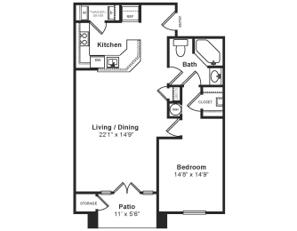 1 bed, 1 bath, 845 sqft, $2,230