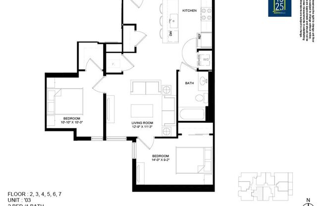 2 beds, 1 bath, 780 sqft, $3,950, Unit 1325-603