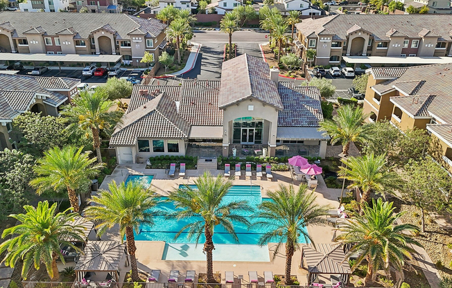 Arial View of La Vie Pool and Palm Trees