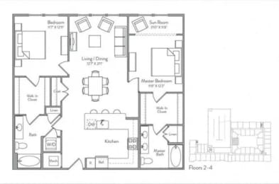 2 beds, 2 baths, 1,251 sqft, $2,601