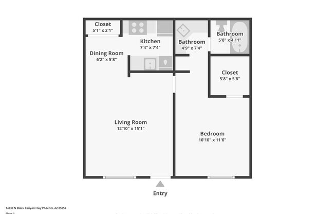 1 bed, 1 bath, 584 sqft, $1,080