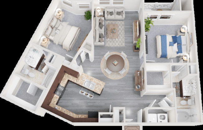 2 beds, 2 baths, 1,069 sqft, $1,499