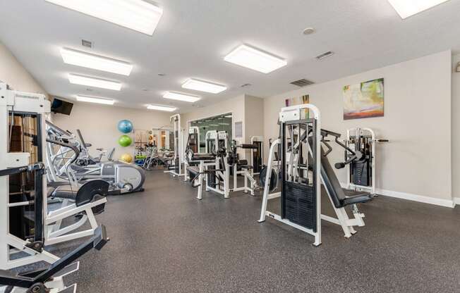Spacious gym with equipment at Waterford Creek Apartments