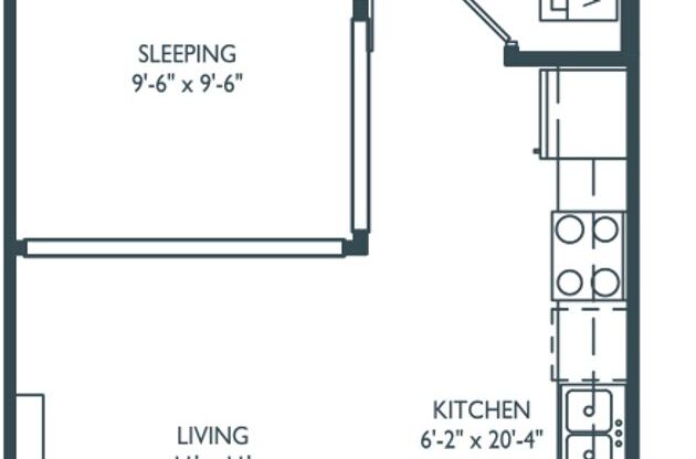 Studio, 1 bath, 554 sqft, $1,565, Unit Unit 214