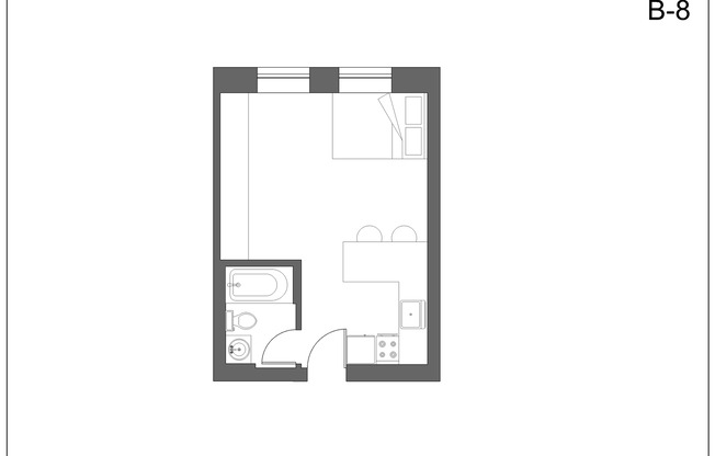 Studio, 1 bath, 288 sqft, $1,233, Unit Rialto 509