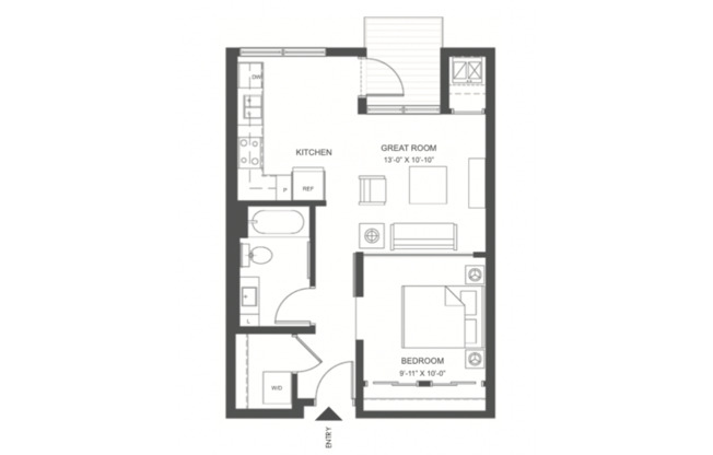 1 bed, 1 bath, 587 sqft, $1,450, Unit 105