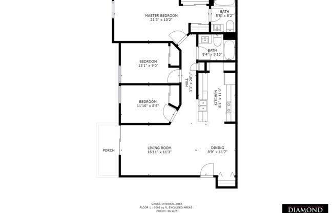 3 beds, 2 baths, 1,100 sqft, $1,745, Unit 2001-102