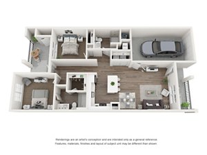 2 beds, 2 baths, 1,170 sqft, $3,050