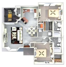 2 beds, 2 baths, 1,075 sqft, $1,265