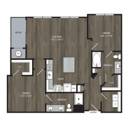 2 beds, 2 baths, 1,178 sqft, $2,919