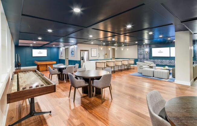 Unwind and play at Modera Waugh! Explore the fun in our stylish game room, complete with a pool table for your perfect break from the everyday. Elevate your leisure time in Houston!