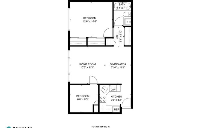 2 beds, 1 bath, 596 sqft, $2,250, Unit 212