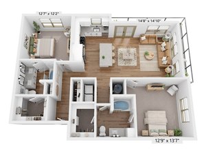 2 beds, 2 baths, 1,250 sqft, $2,599