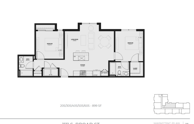 2 beds, 2 baths, 925 sqft, $2,300, Unit 205