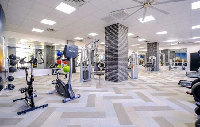 fitness center at Roosevelt Square apartments