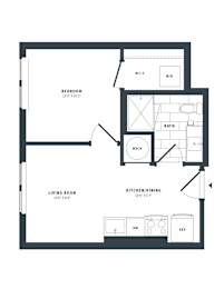 1 bed, 1 bath, 444 sqft, $2,098