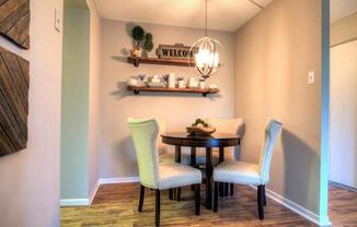 A dining area in each home offers a place for family meals or casual get-togethers with friends.