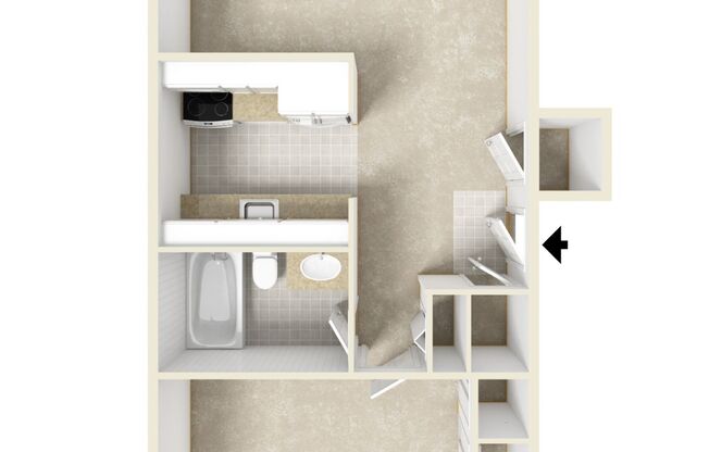 1 bed, 1 bath, 581 sqft, $1,300, Unit 126