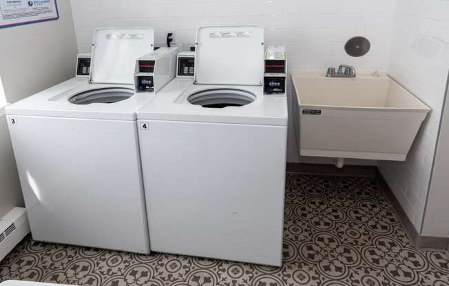 a washer and dryer in a laundry room