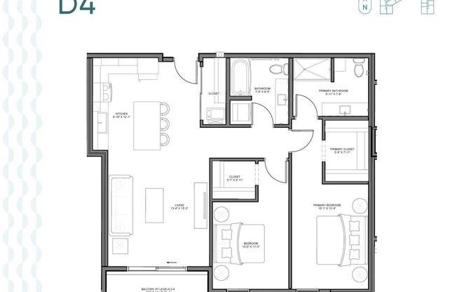 2 beds, 2 baths, 1,088 sqft, $1,895, Unit 110S