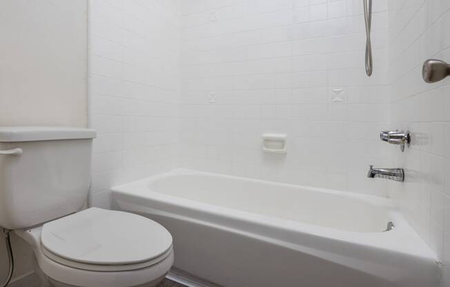 a bathroom with a toilet and a bath tub