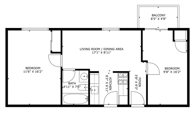 2 beds, 1 bath, 1,000 sqft, $2,600, Unit 4