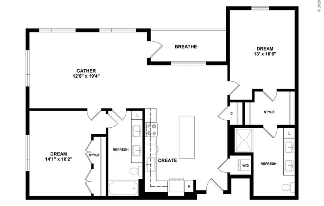 2 beds, 2 baths, 1,131 sqft, $2,894