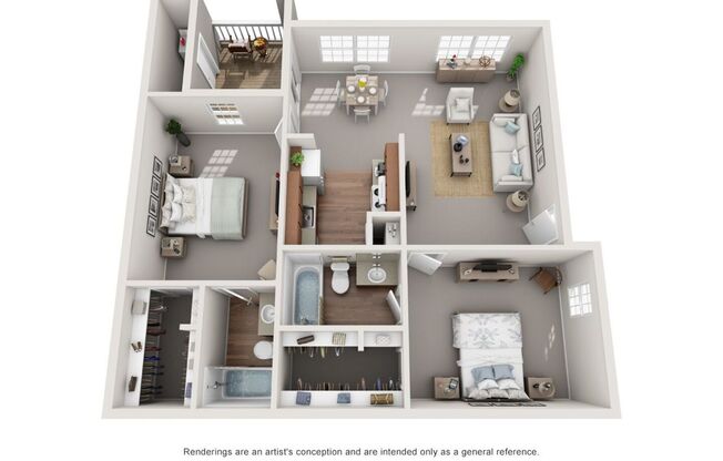 The White Oak - 2 Bedroom 2 Bath - 888 sq. ft.