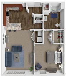 1 bed, 1 bath, 827 sqft, $1,245