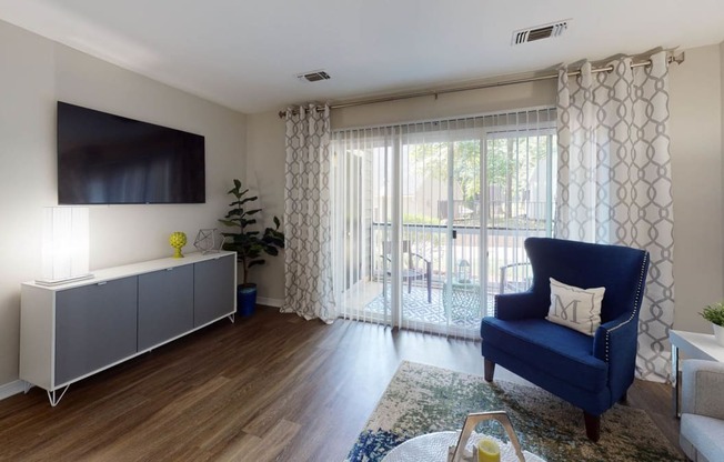 Spacious Living Room with TV at Montclair Apartments, Silver Spring, Maryland