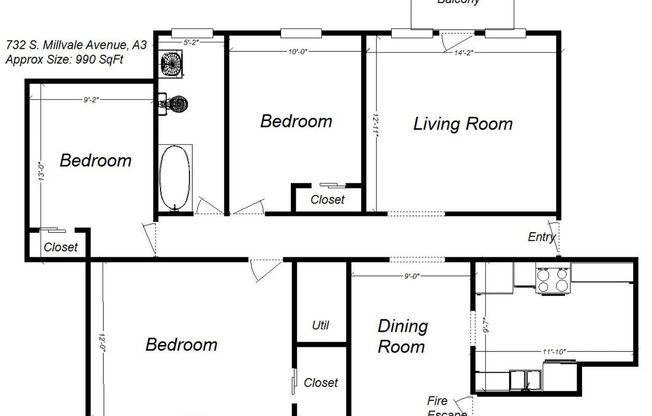 3 beds, 1 bath, 810 sqft, $2,190, Unit 732 S. Millvale Ave. #A3