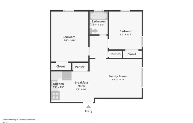 2 beds, 1 bath, 665 sqft, $1,040, Unit 1738F