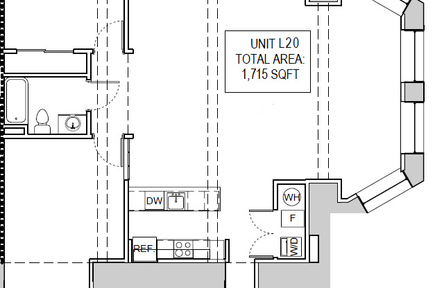 2 beds, 2 baths, 1,715 sqft, $2,080, Unit L20