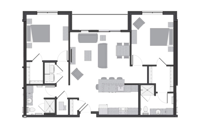 2 beds, 2 baths, 951 sqft, $2,250, Unit 203