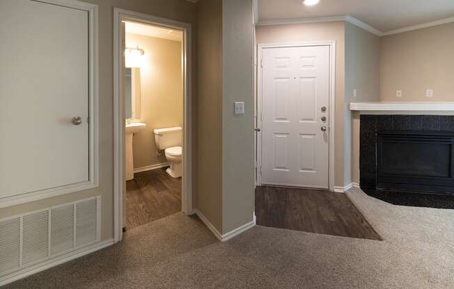 View into half bath of Tuscany floorplan