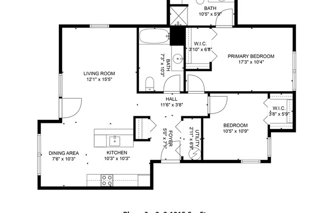 2 beds, 2 baths, 1,015 sqft, $1,550, Unit 1334-201