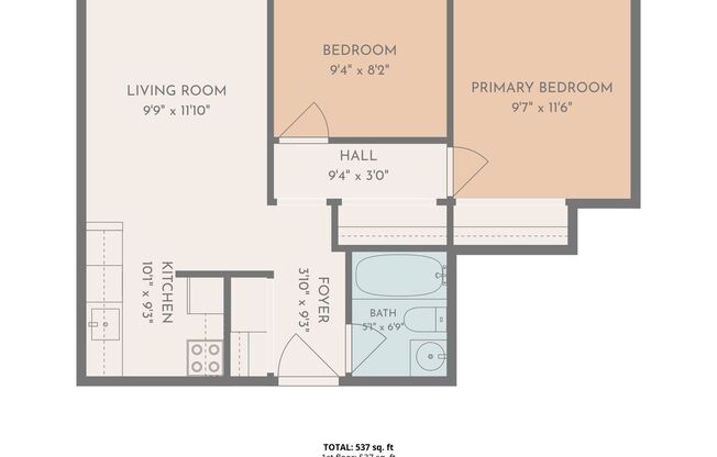 2 beds, 1 bath, 588 sqft, $1,095, Unit Unit 310