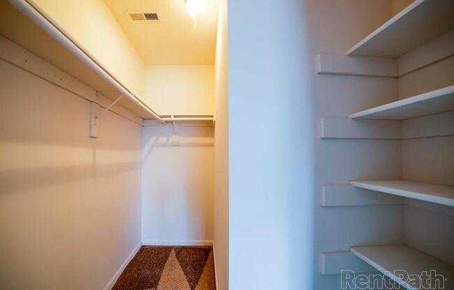 Built-In Shelving In Closet at Creekside Square Apartments, Indianapolis, Indiana